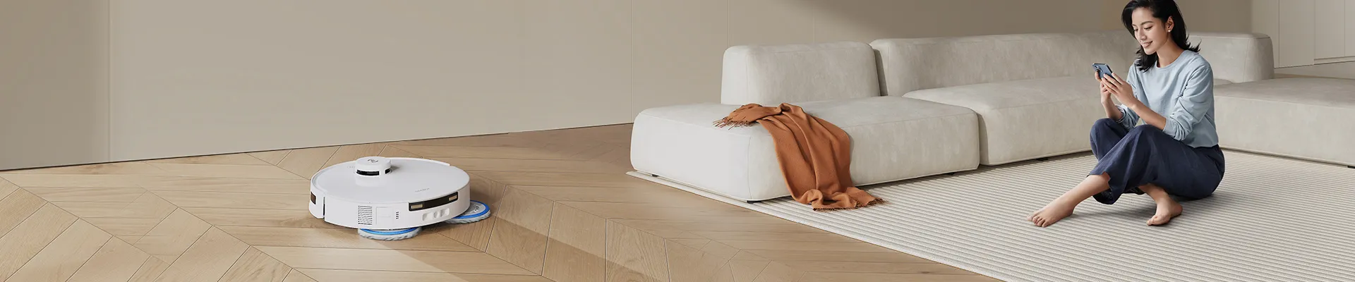 deebot t30s with lady working from home