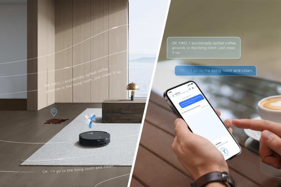 ecovacs robot vacuum being controlled by ecovacs home app
