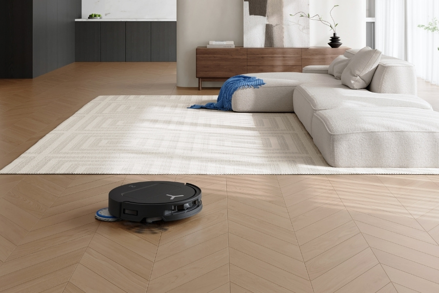 deebot robot vacuum vacuuming jute rug
