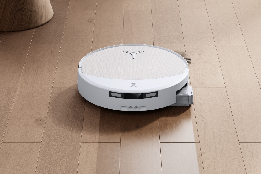 deebot robot vacuum mopping wood floor