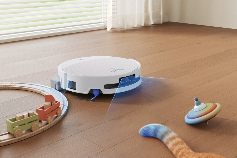 deebot robot vacuum scanning objects on the cleaning path