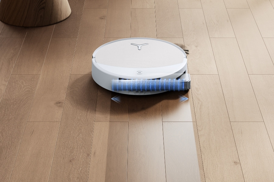 deebot robot vacuum cleaner cleaning with brush roller