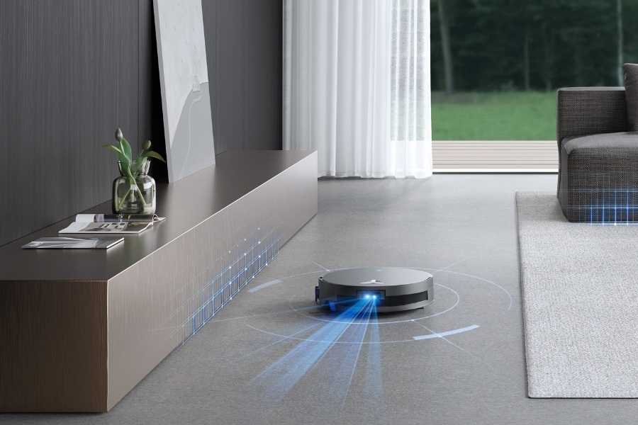 deebot robot vacuum mapping a living room