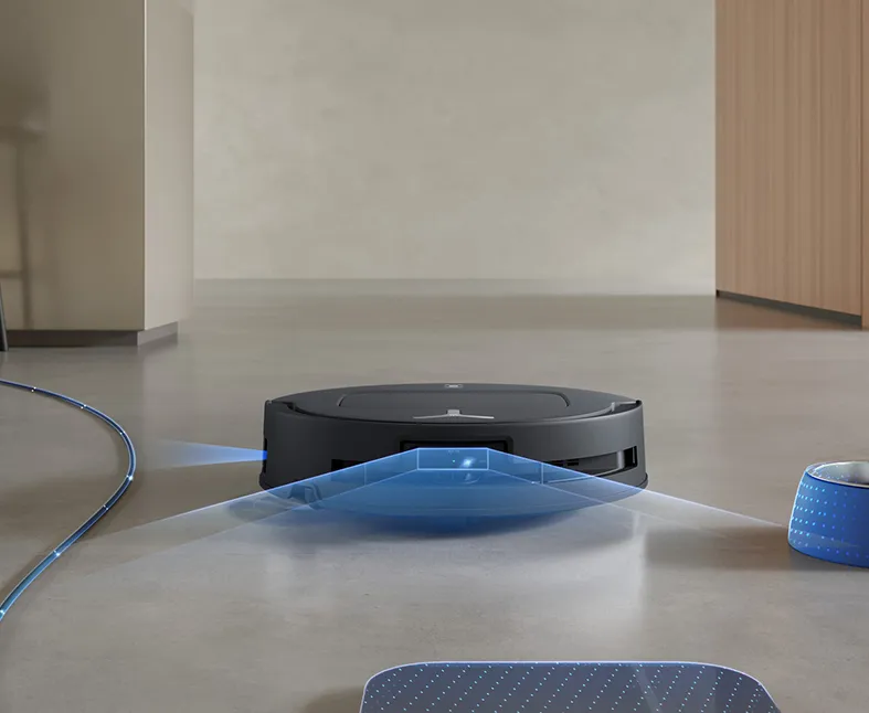 La technologie AIVI 3D 3.0 Omni-Approach permet au DEEBOT de nettoyer les bords de tous les objets