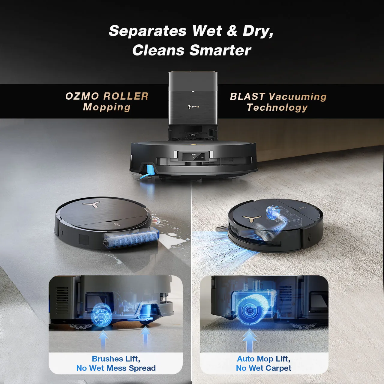 en deebot x9 pro omni separates wet and dry