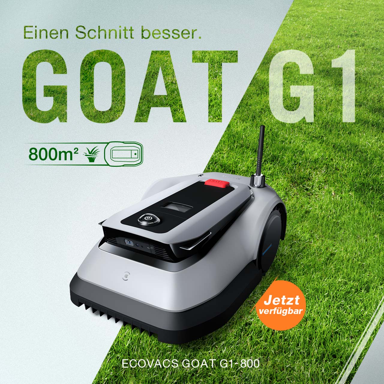 ECOVACS GOAT G1800 GRAU Mähroboter Ohne Begrenzungskabel (Steigung