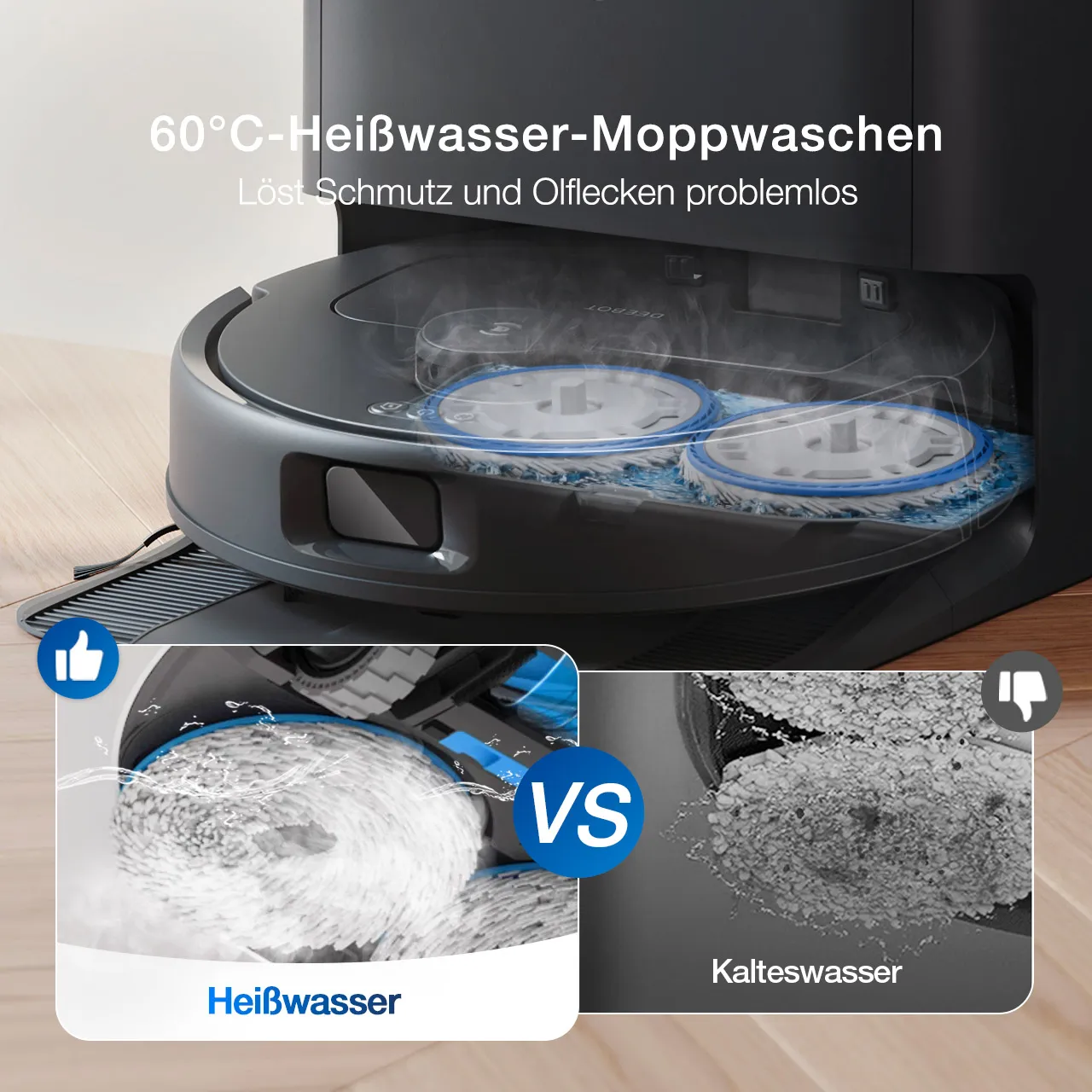 卖点6 60℃ Hot Water Mop Washing