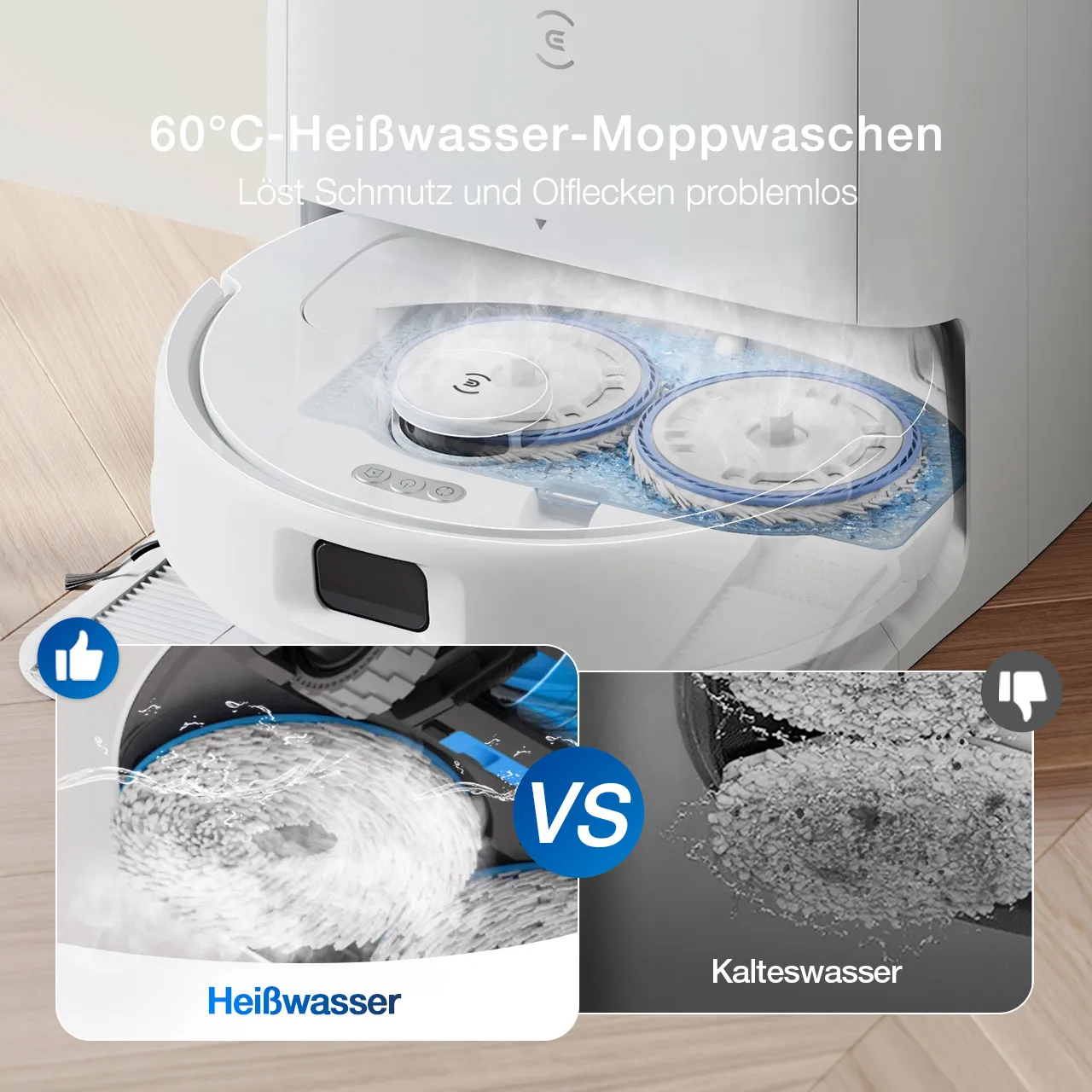卖点6 60℃ Hot Water Mop Washing