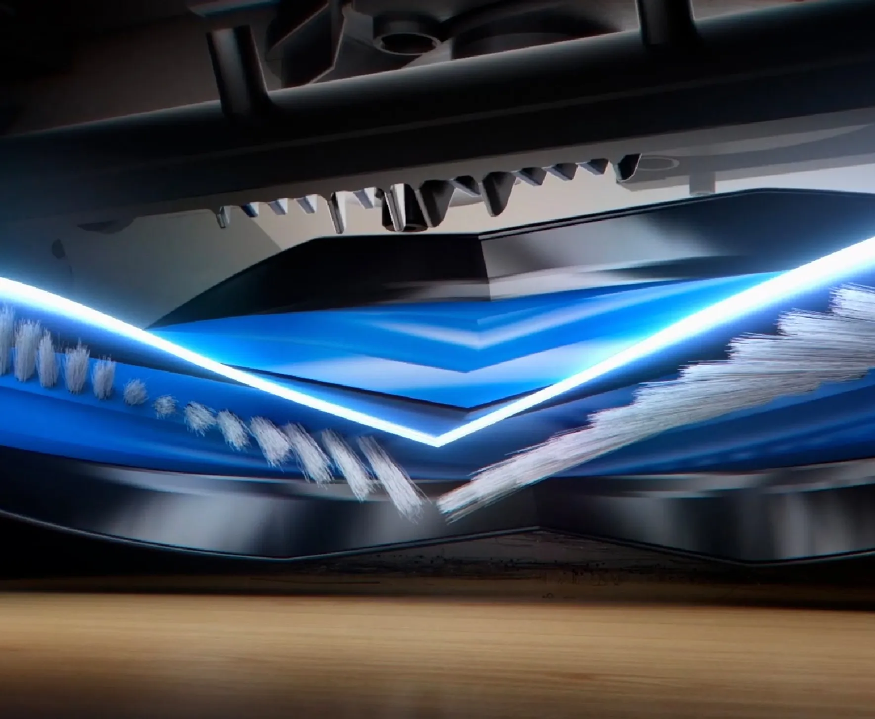 Anti-Tangle-Hauptbürste mit drei V-förmigen Strukturen Anti-Tangle-Hauptbürste mit drei V-förmigen Strukturen