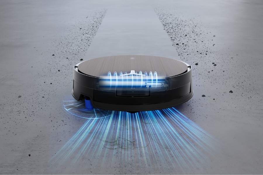 deebot saugroboter beim staubsaugen eines epoxidharzbodens