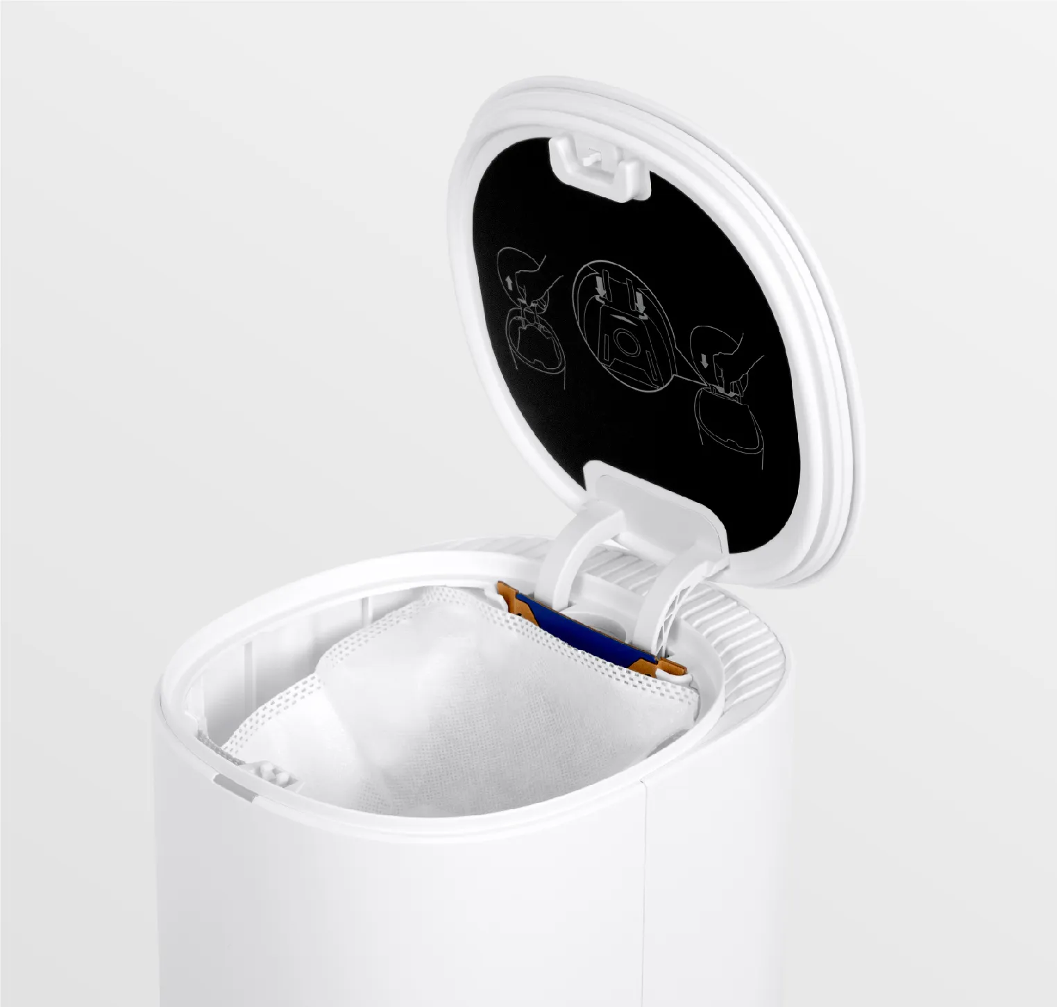 Le sac à poussière jetable offre une contenance de 2,5 l Le sac à poussière jetable offre une contenance de 2,5 l