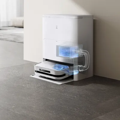 DEEBOT X5 OMNI Aspirateur Robot Laveur Blanc LiDAR (Vidage, Puissant, Eau Chaude)