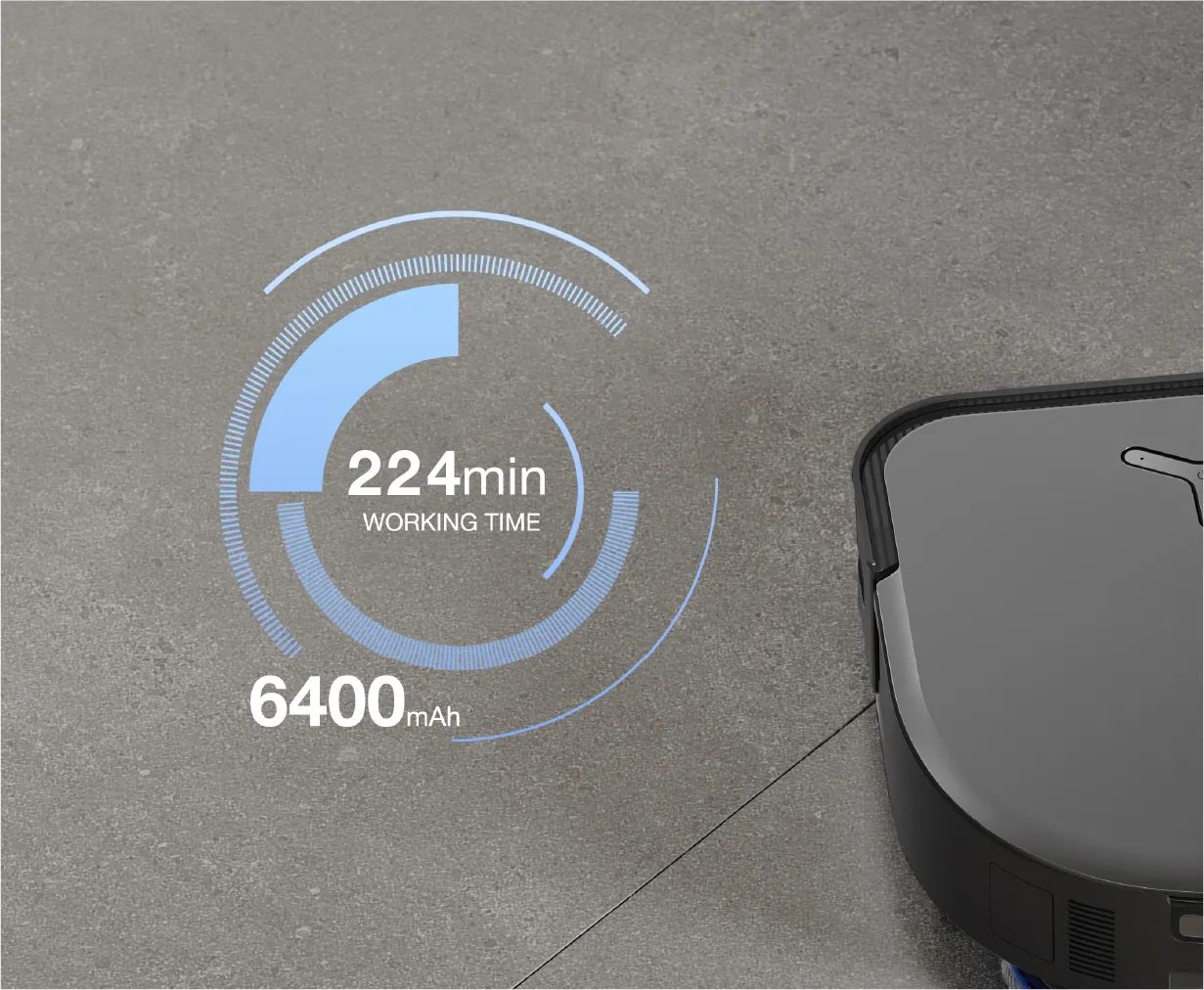Longue autonomie de batterie de 224 min