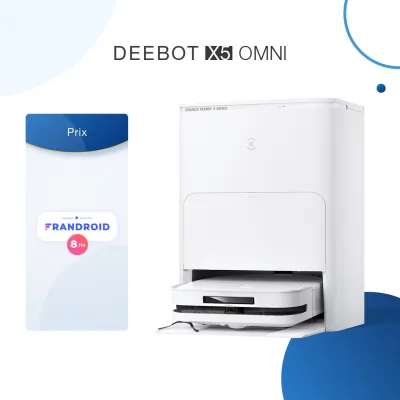 DEEBOT X5 OMNI Aspirateur Robot Laveur Blanc LiDAR (Vidage, Puissant, Eau Chaude)