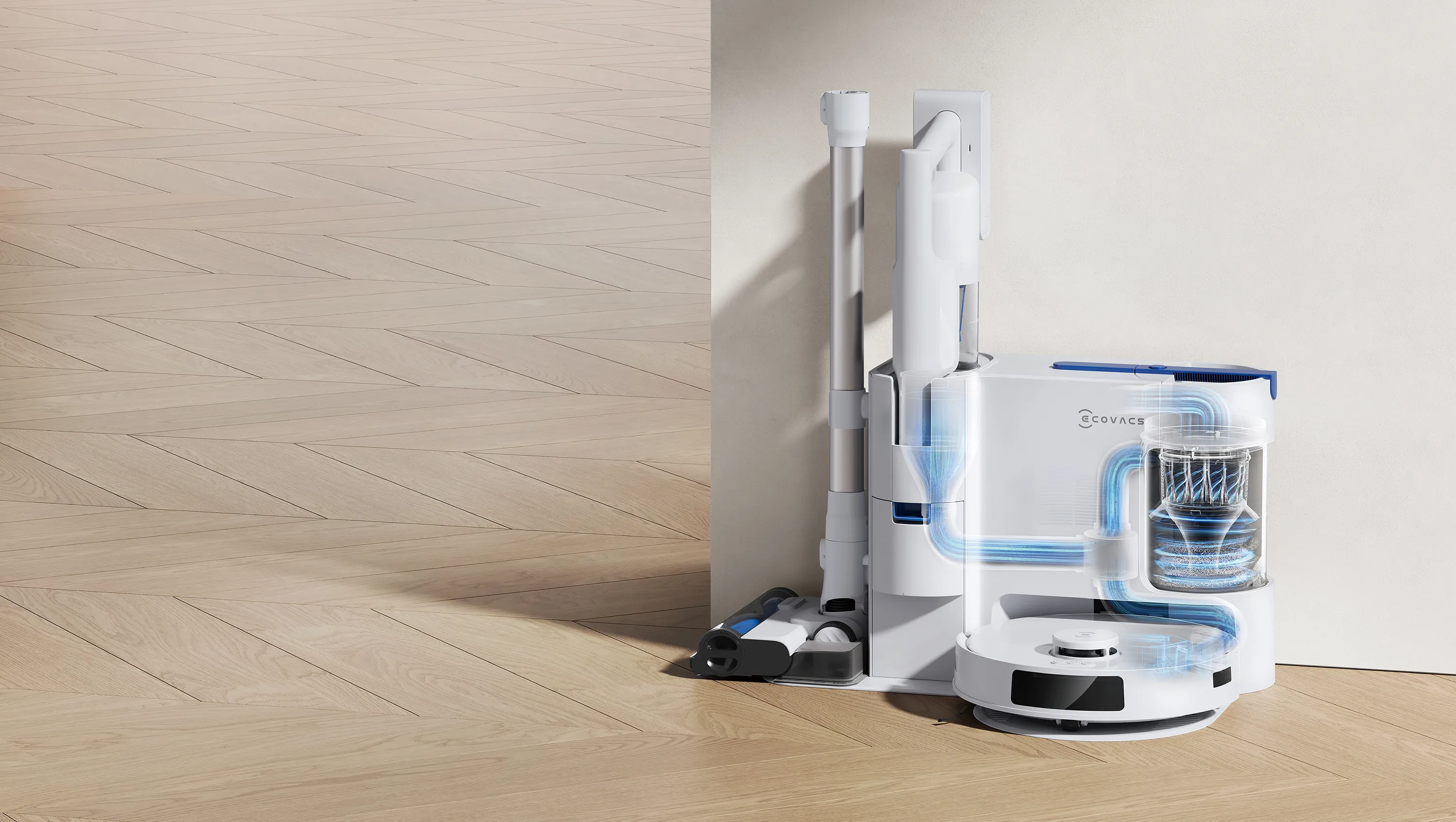  Double vidange automatique avec la technologie PureCyclone d’ECOVACS pour un nettoyage durable et continu