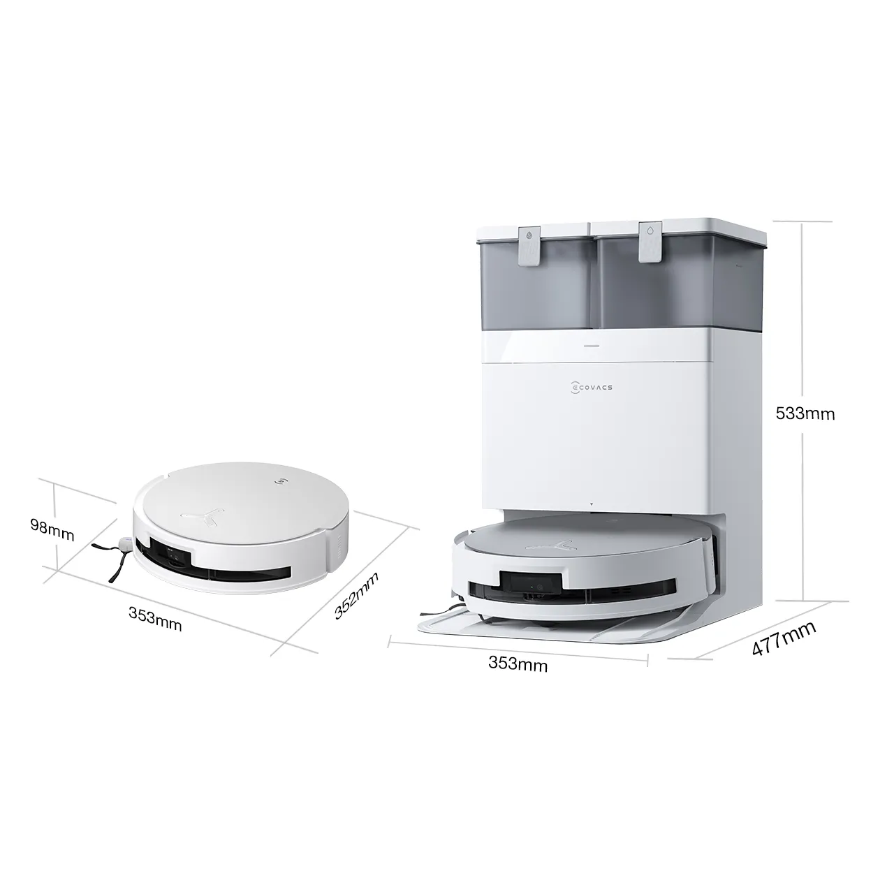DEEBOT X8 OMNI WHITE Dimension 1280x1280