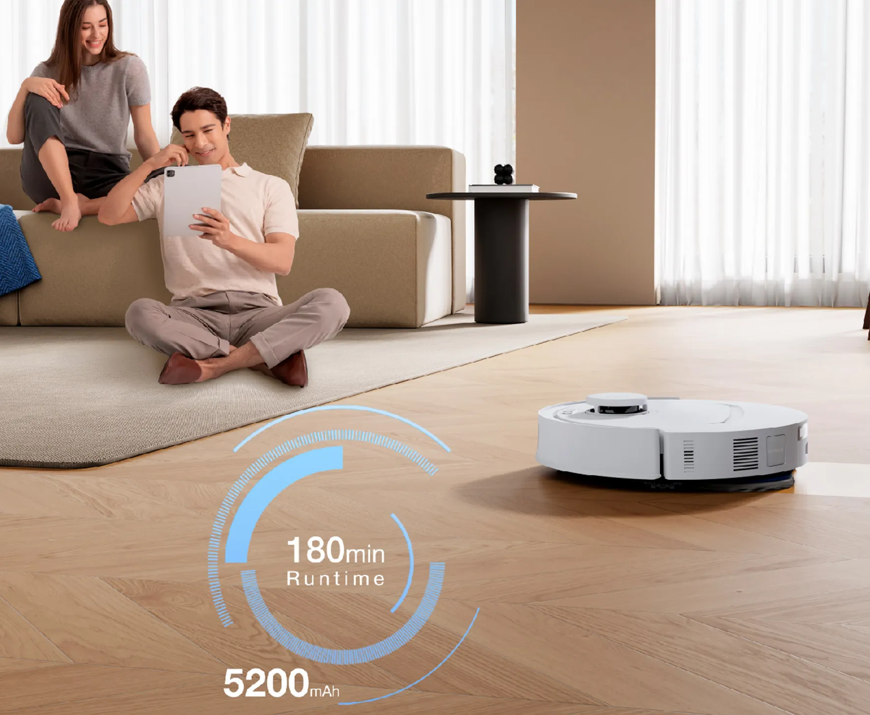 Le DEEBOT T30C assure jusqu'à 180 minutes de nettoyage ininterrompu avec une seule charge