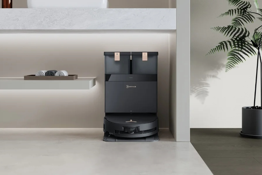 aspirateur robot Deebot caché dans un meuble