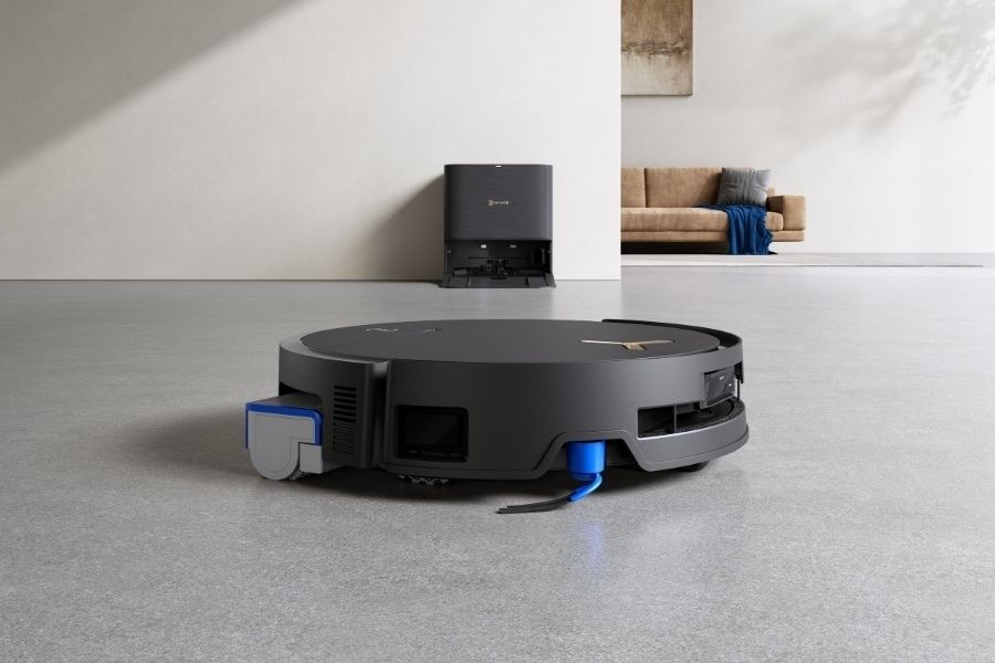 robot aspirateur laveur deebot aspirant le sol