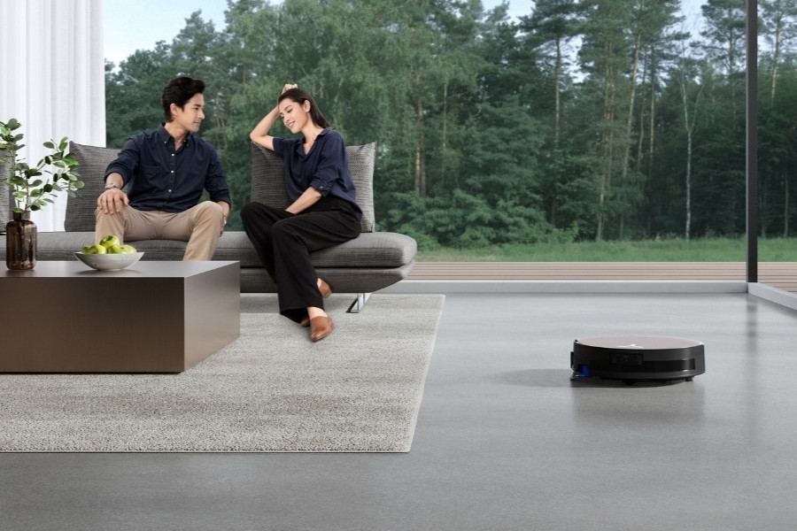 aspirateur robot deebot qui detecte un tapis shag