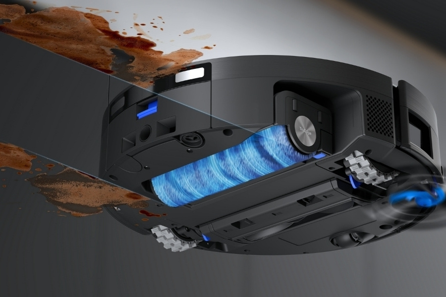 gros plan sur le rouleau serpilliere du robot aspirateur deebot