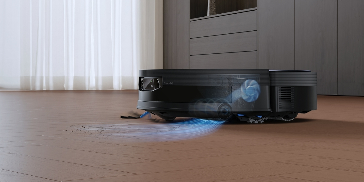 aspirateur robot deebot qui aspire le parquet en profondeur