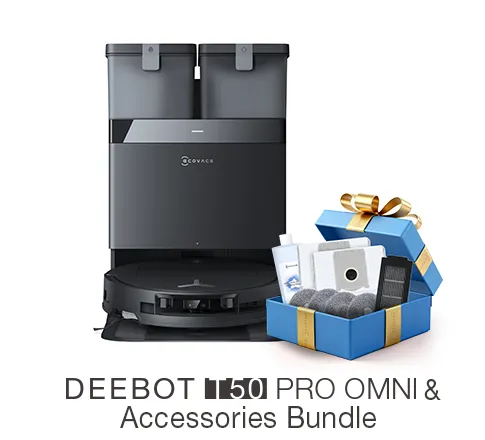 DEEBOT T50 PRO OMNI Black Robot Vacuum and Mop + Accessories