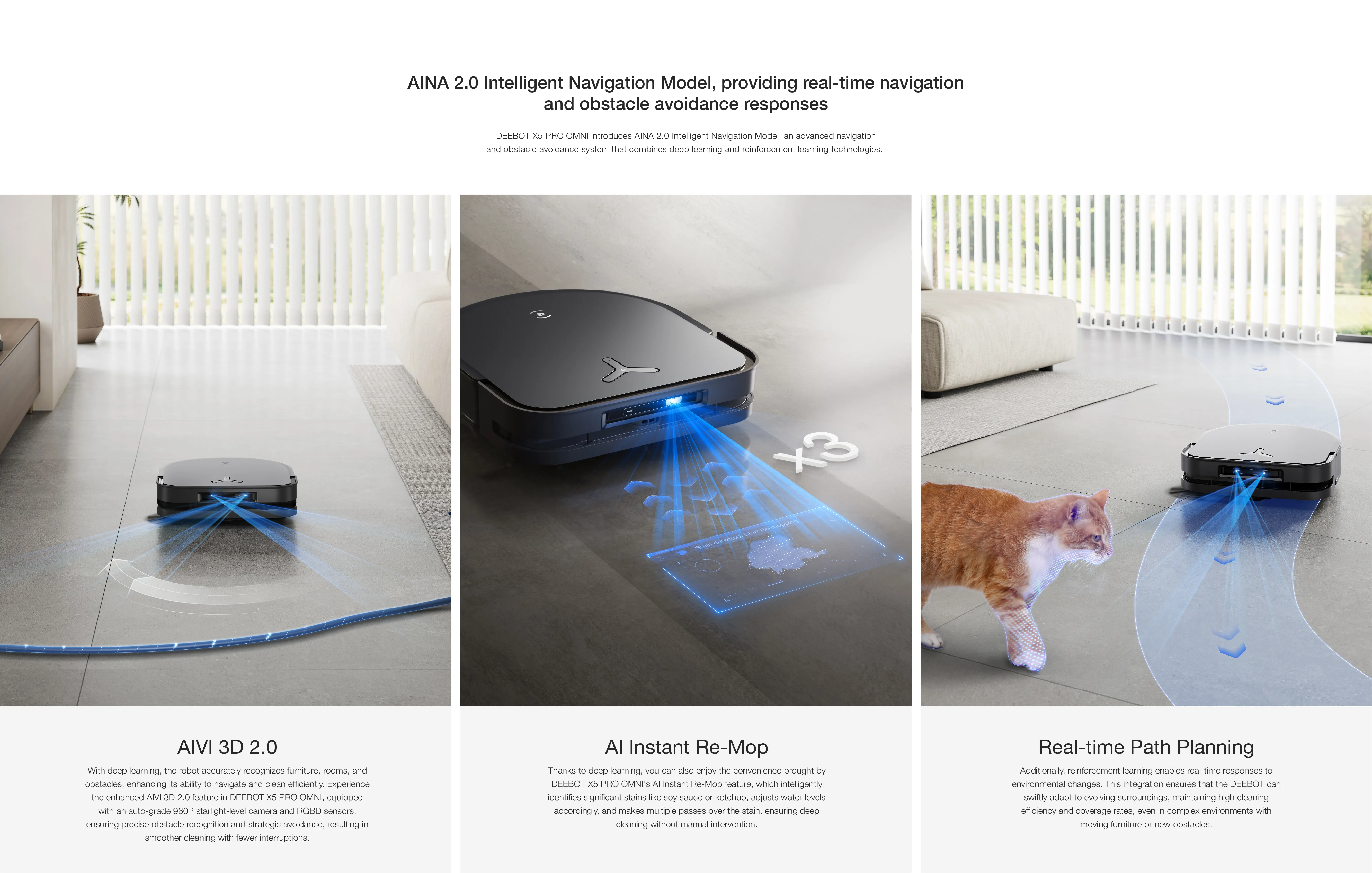 Le modèle de navigation intelligent AINA 2.0, fournit des réponses en temps réel en matière de navigation et d'évitement des obstacles.