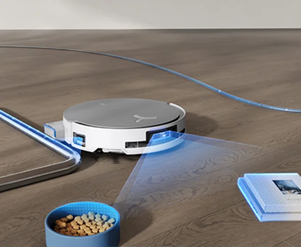 Tehnologia AIVI 3D 3.0 Omni-Approach ii permite lui DEEBOT sa curete marginile tuturor