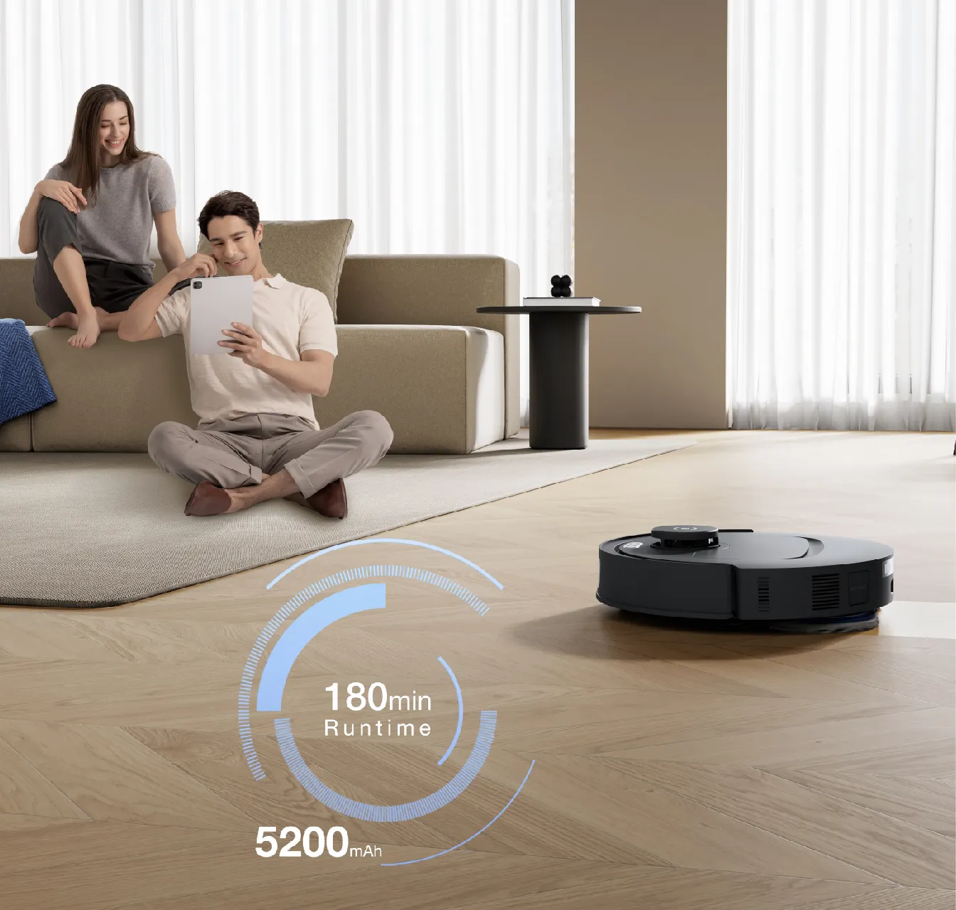 Con un'unica ricarica DEEBOT T30C offre fino a 180 minuti di pulizia ininterrotta