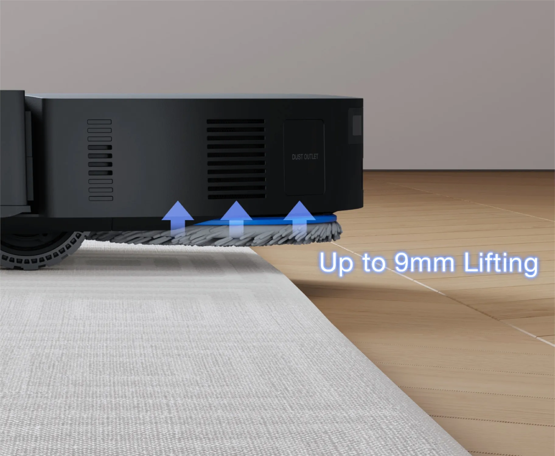 Levage automatique des patins de lavage et stratégie de nettoyage des moquettes/tapis