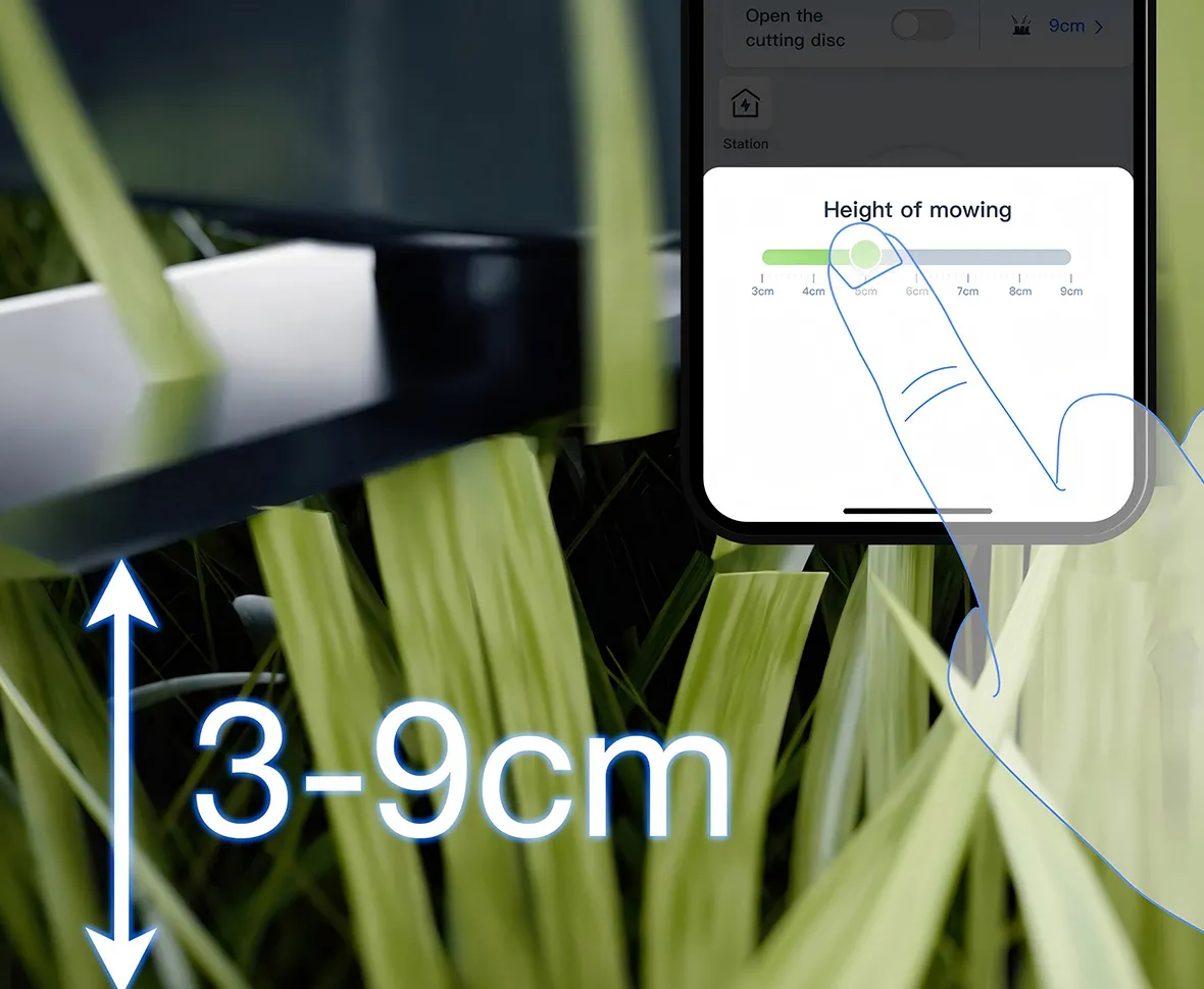 Altezza di taglio automatizzata regolabile 3-9 cm 
