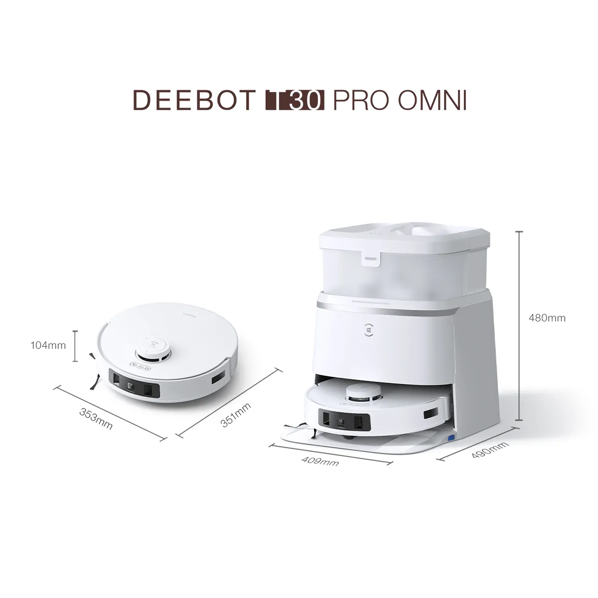 DEEBOT T30 PRO OMNI White Dimension 1280x1280