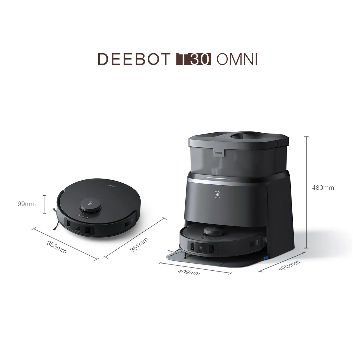 DEEBOT T30 OMNI Black Dimension 1280x1280