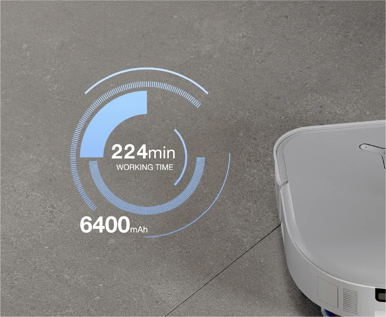 224分の長時間バッテリー 224分の長時間バッテリー