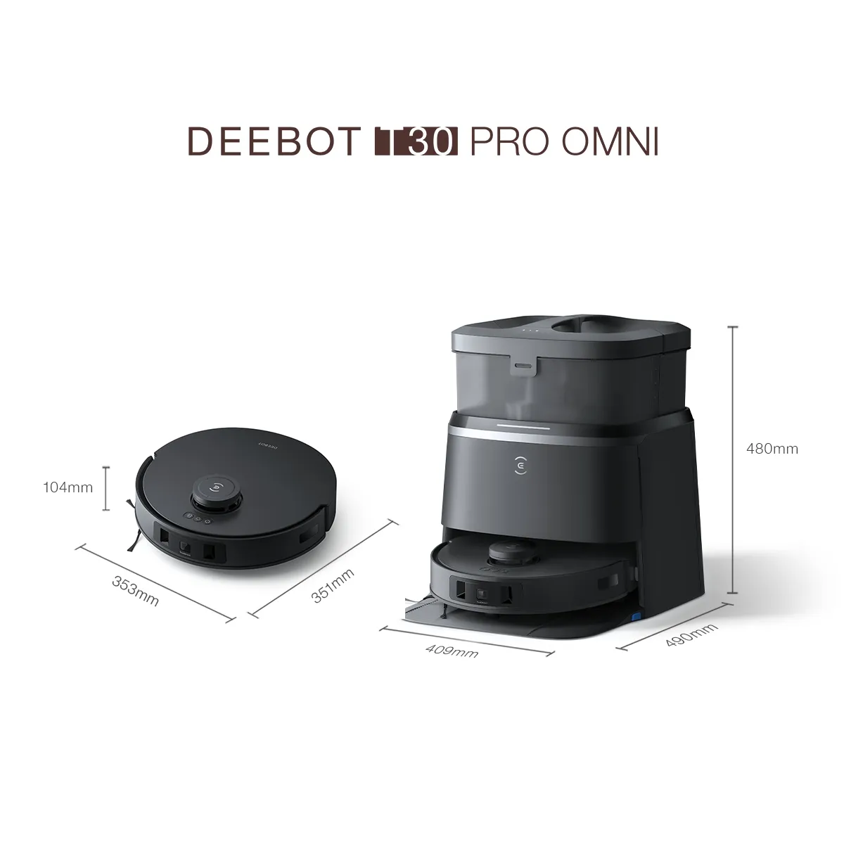 DEEBOT T30 PRO OMNI Black Dimension 1280x1280