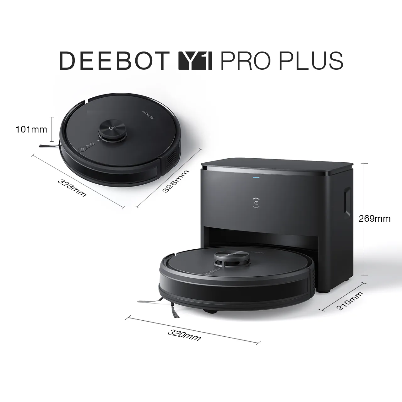 DEEBOT Y1 PRO PLUS Black Dimension 1280x1280