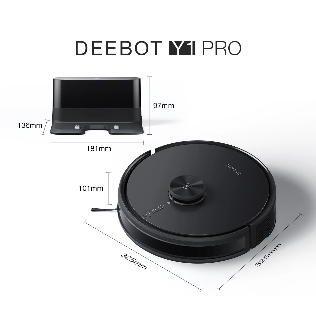 DEEBOT Y1 PRO Black Dimension 1280x1280