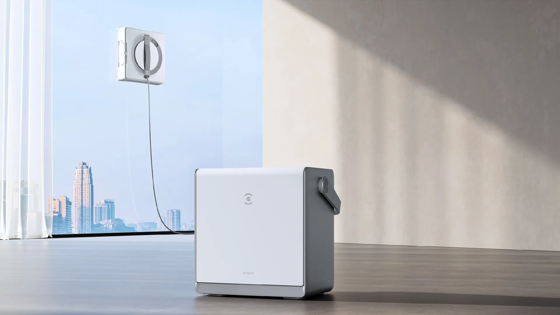 Unique, cutting-edge window cleaning station, a multi-functional dock to free your hands