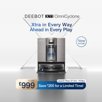 DEEBOT X11 OmniCyclone Bagless Robot Vacuum & Mop (Strong Suction, Self-Empty, AI)