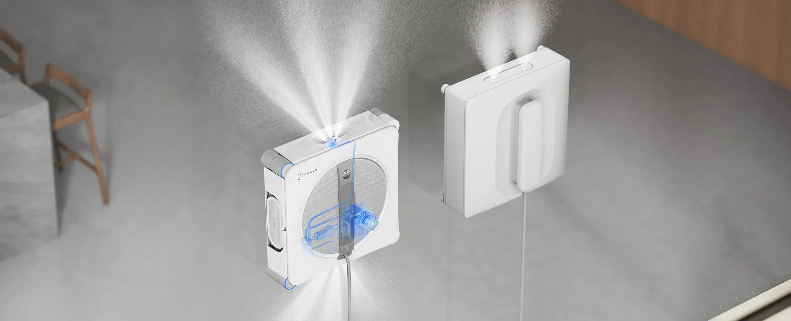 Fully upgraded Three-nozzle Wide-angle Spray Atomization Technology with wet mop for window cleaning.