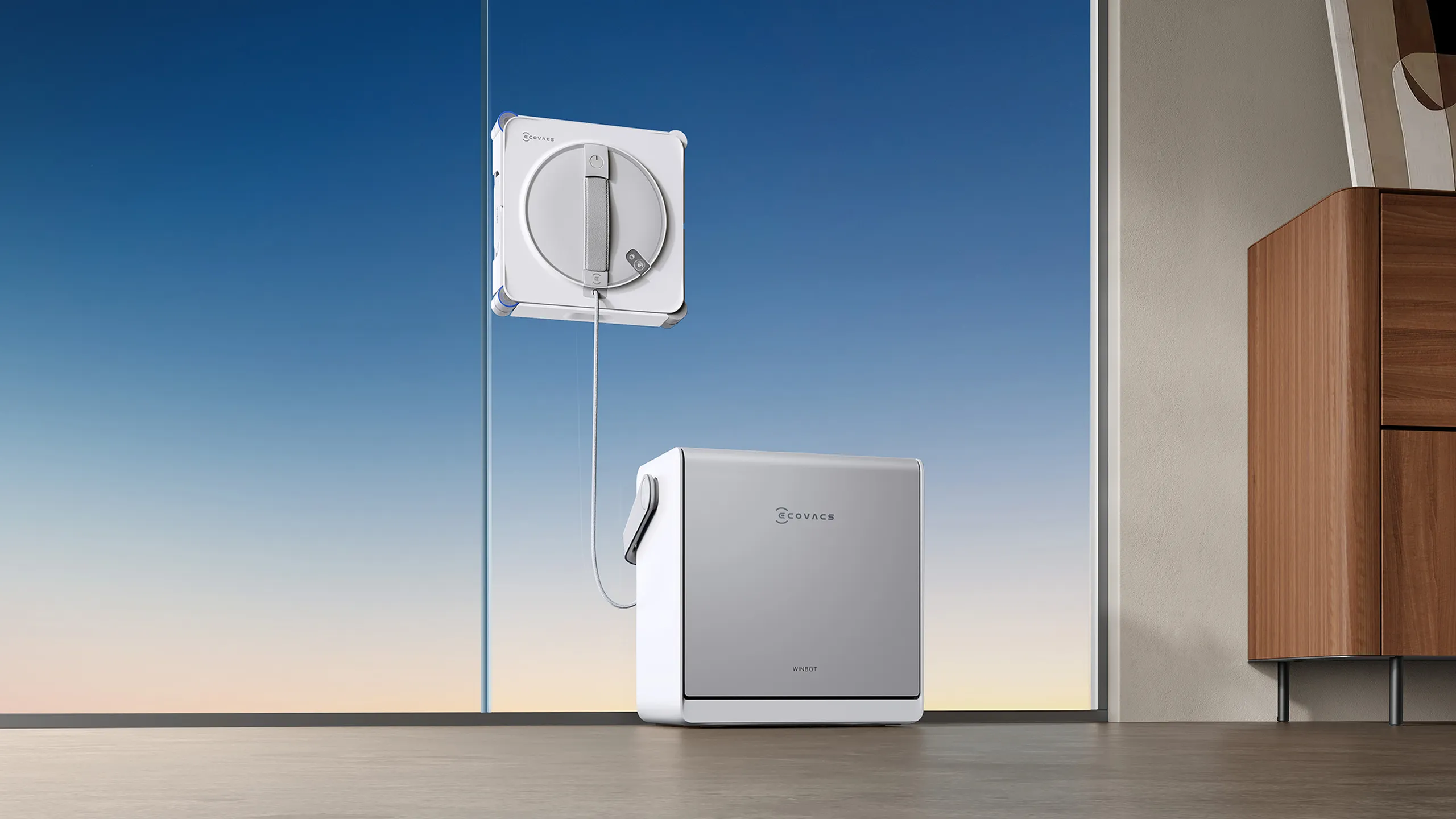 Unique, cutting-edge window cleaning station, a multi-functional dock to free your hands