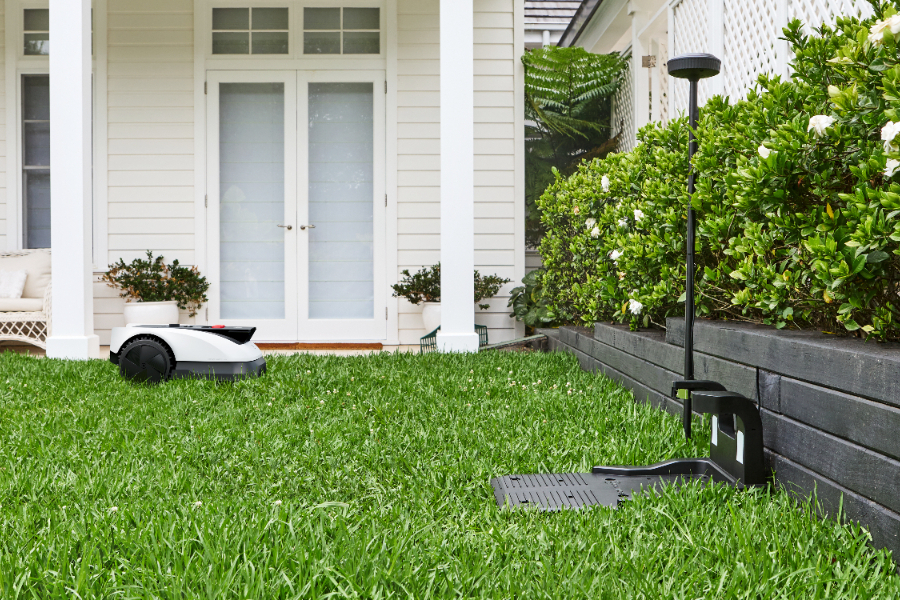 goat robot mowers mowing large garden