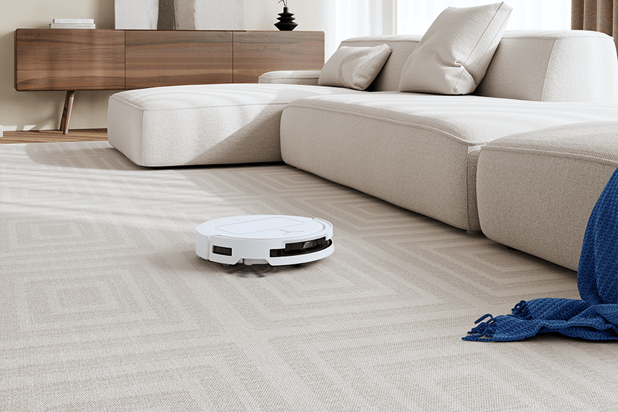 deebot robot vacuum vacuuming jute rug