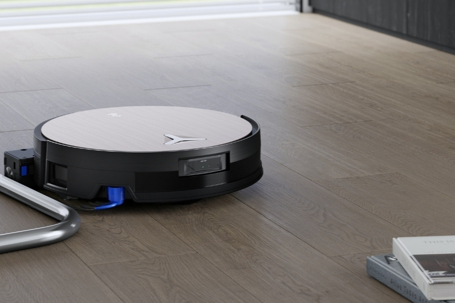 deebot robot vacuum vacuuming laminate floor