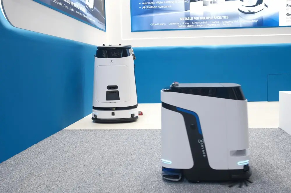 close up of some Ecovacs commercial robots
