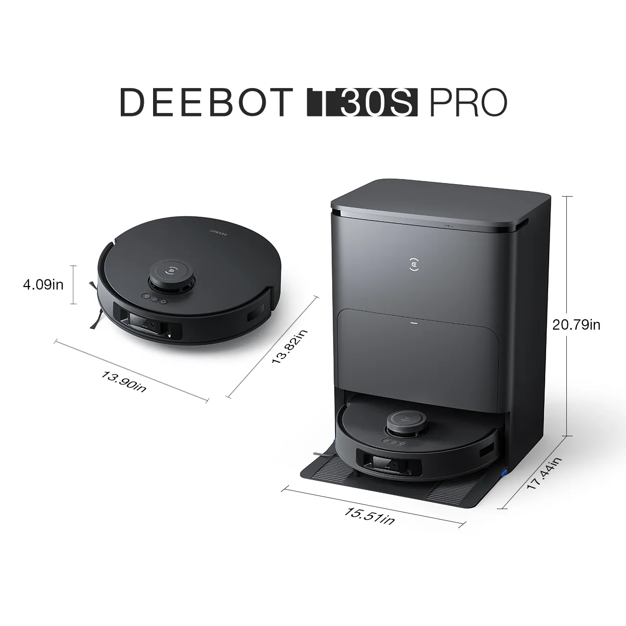 US DEEBOT T30S PRO Black Dimension 1280x1280 in