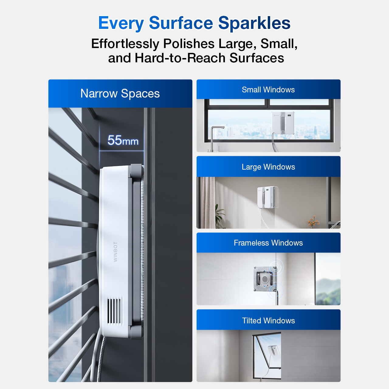 WINBOT MINI Auto Window Cleaner - Space-saving, ultrasonic