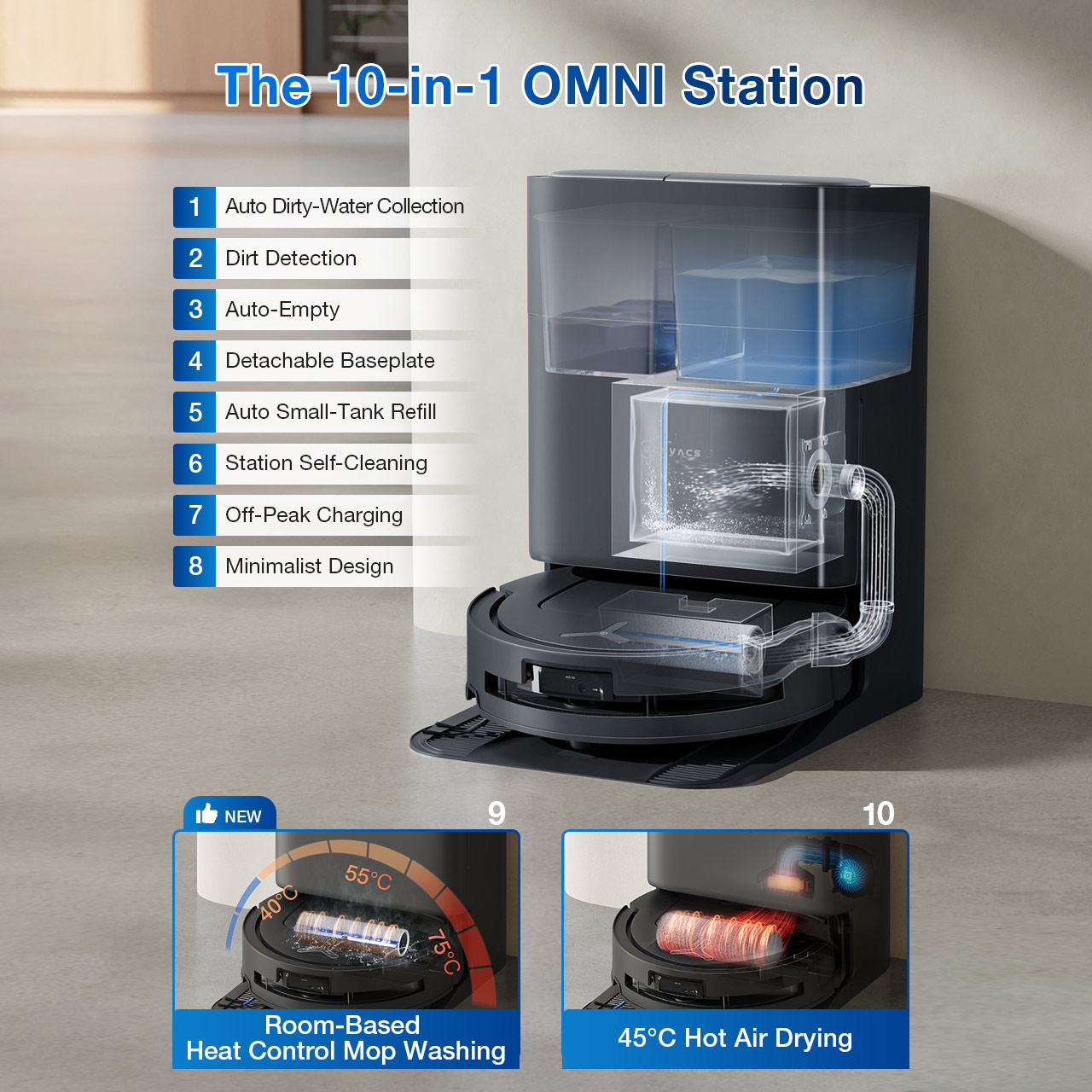 DEEBOT T80 OMNI Robot Vacuum & Mop with AI (Strong Suction, Carpet