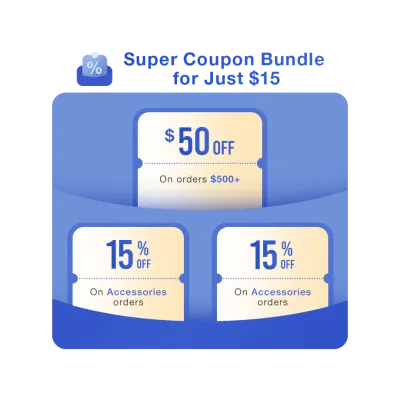 Coupon Bundle ($50 off orders over $500; 15% off Accessories)	